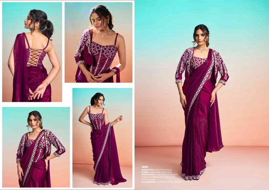 Mahotsav Mohmanthan Satin Silk Embroidered Saree Wholesale