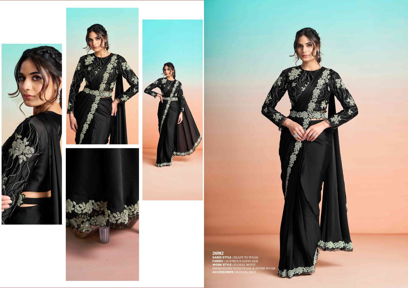 Mahotsav Mohmanthan Satin Silk Embroidered Saree Wholesale