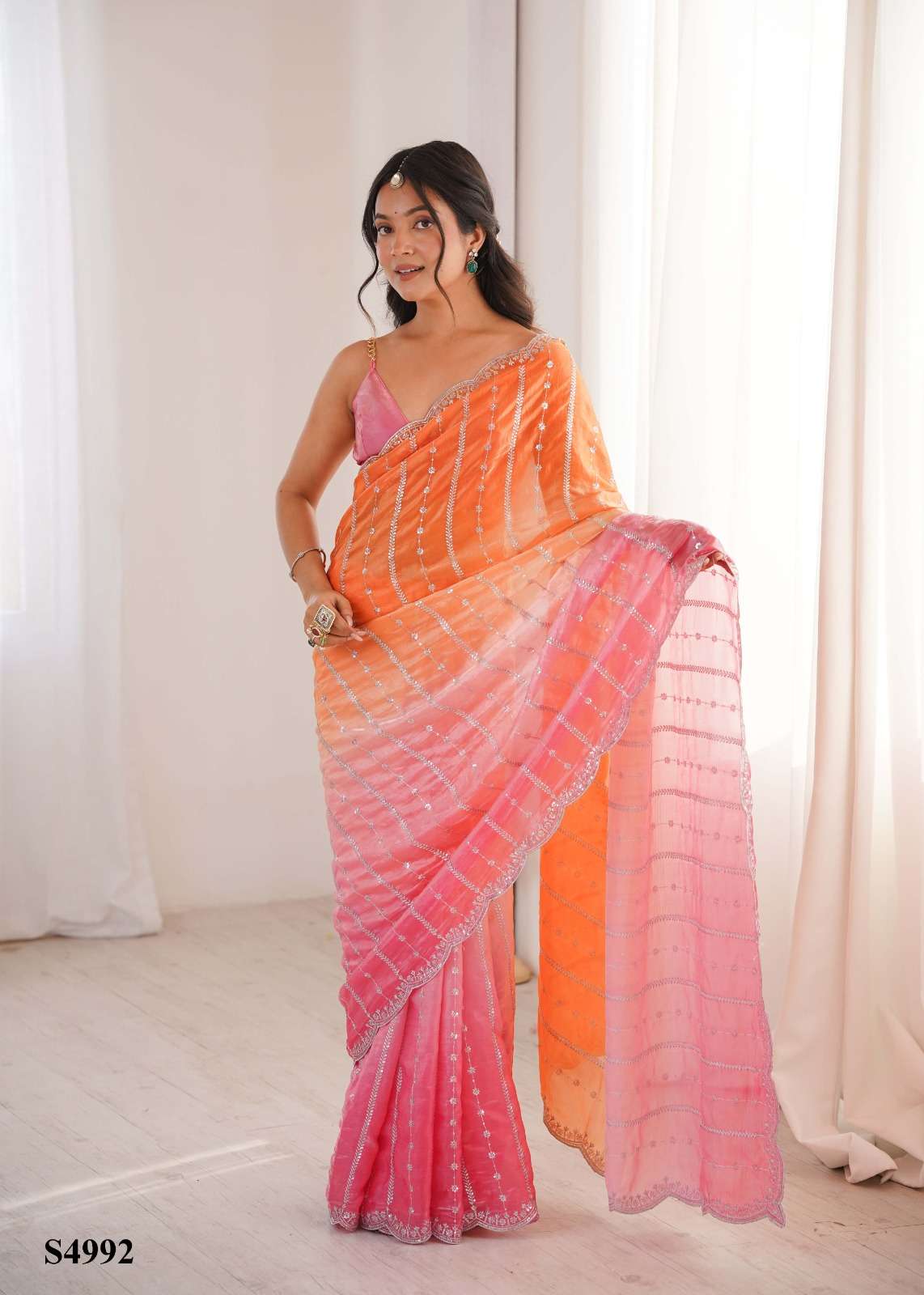 Mahotsav Neelu Fandy Satin Embroidery Saree Collection - Amrah Wholesale
