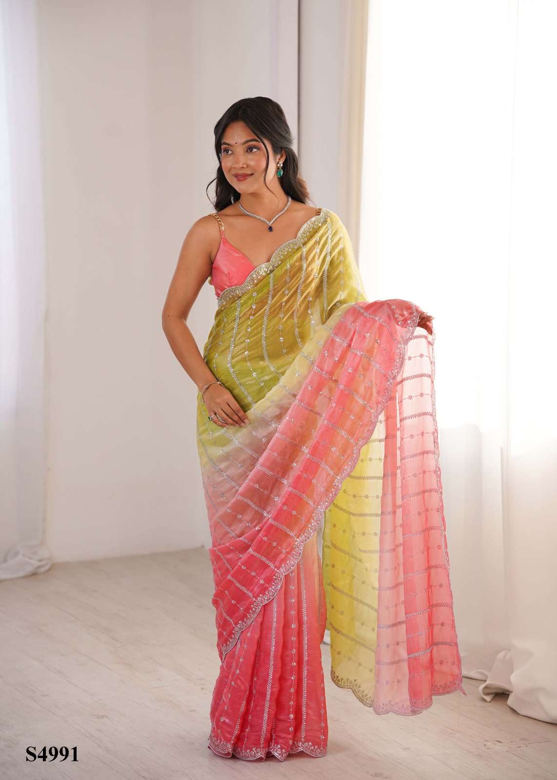 Mahotsav Neelu Fandy Satin Embroidery Saree Collection - Amrah Wholesale