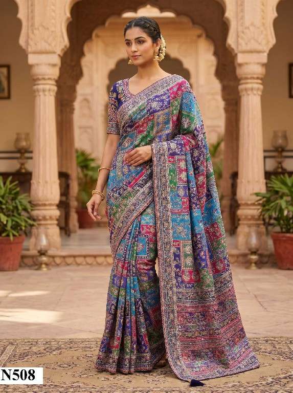 Mahotsav Nimaya Rajwadi Vol-03 Crepe Embroidery Designer Sarees - Amrah Wholesale