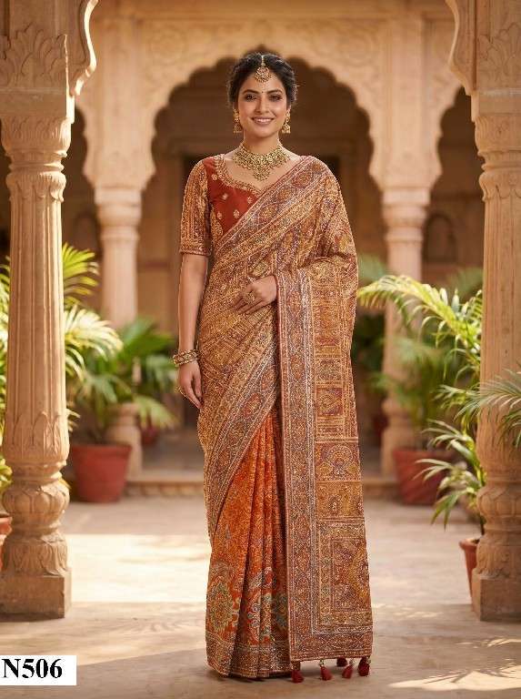 Mahotsav Nimaya Rajwadi Vol-03 Crepe Embroidery Designer Sarees - Amrah Wholesale