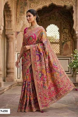 Mahotsav Nimaya Rajwadi Vol-03 Crepe Embroidery Designer Sarees - Amrah Wholesale