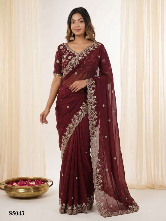 MAHOTSAV PRANAVI Satin Printed Saree with Satin Blouse