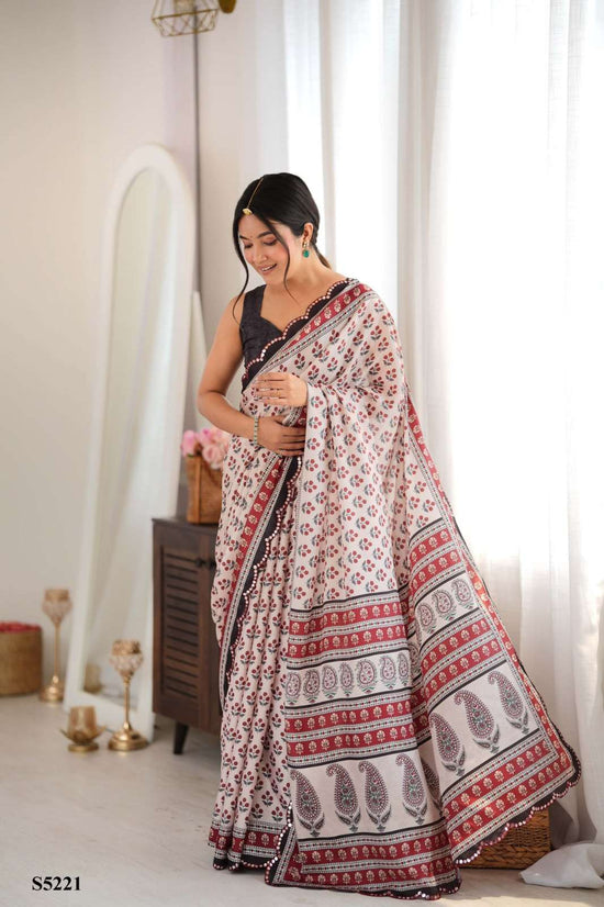 MAHOTSAV RAHA Chinon Printed Premium Sarees