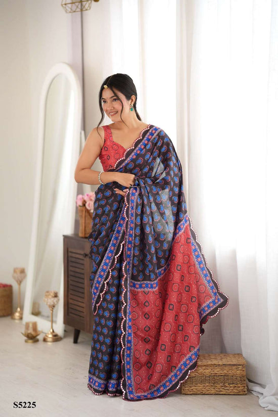 MAHOTSAV RAHA Chinon Printed Premium Sarees