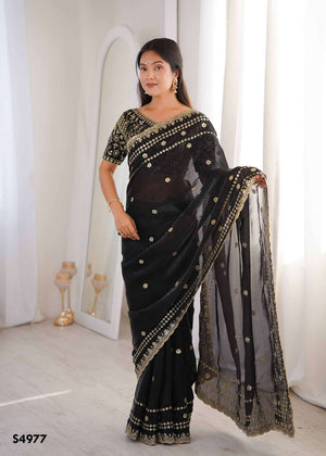 Mahotsav Ramya Fendy Satin Embroidery Premium Saree
