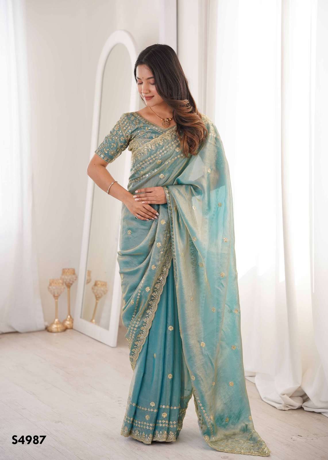 Mahotsav Ramya Fendy Satin Embroidery Premium Saree