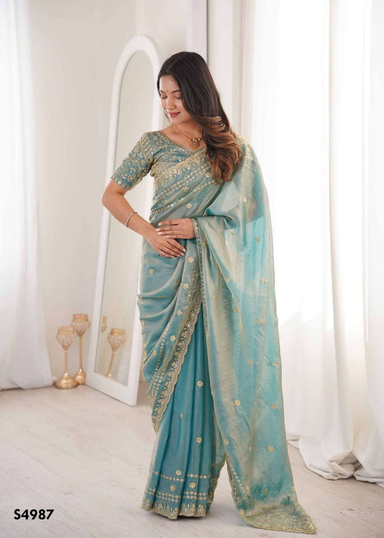 Mahotsav Ramya Fendy Satin Embroidery Premium Saree
