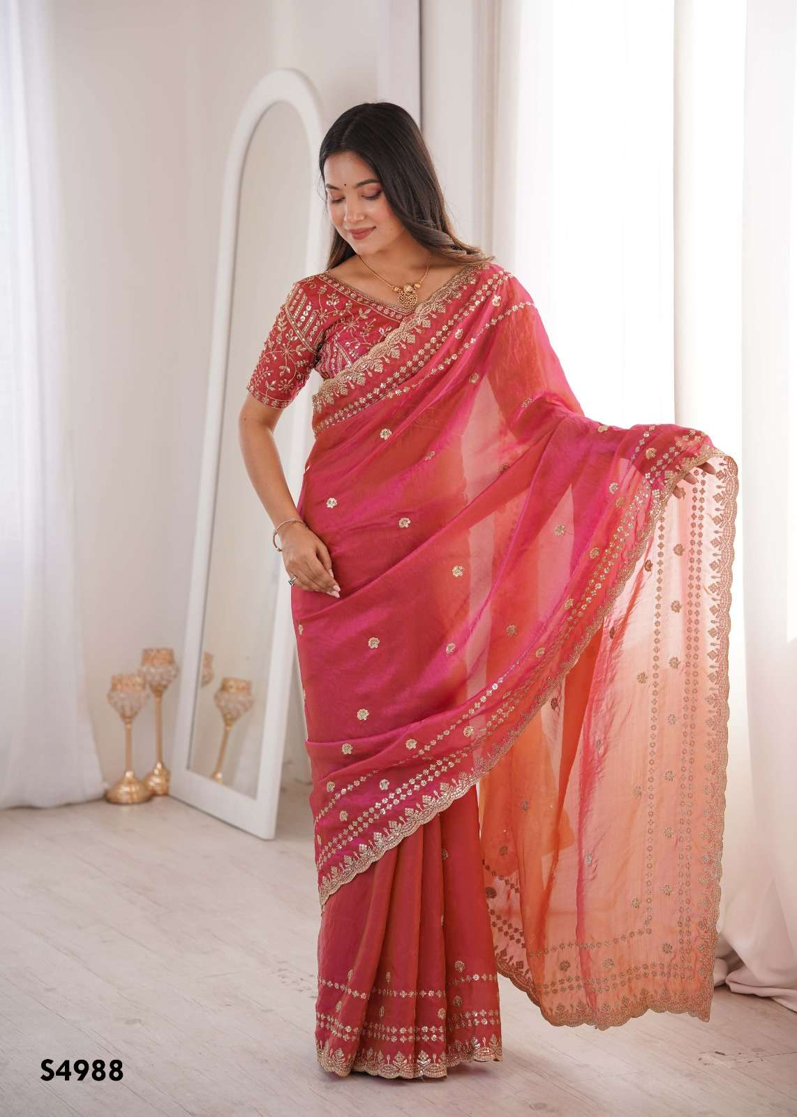Mahotsav Ramya Fendy Satin Embroidery Premium Saree