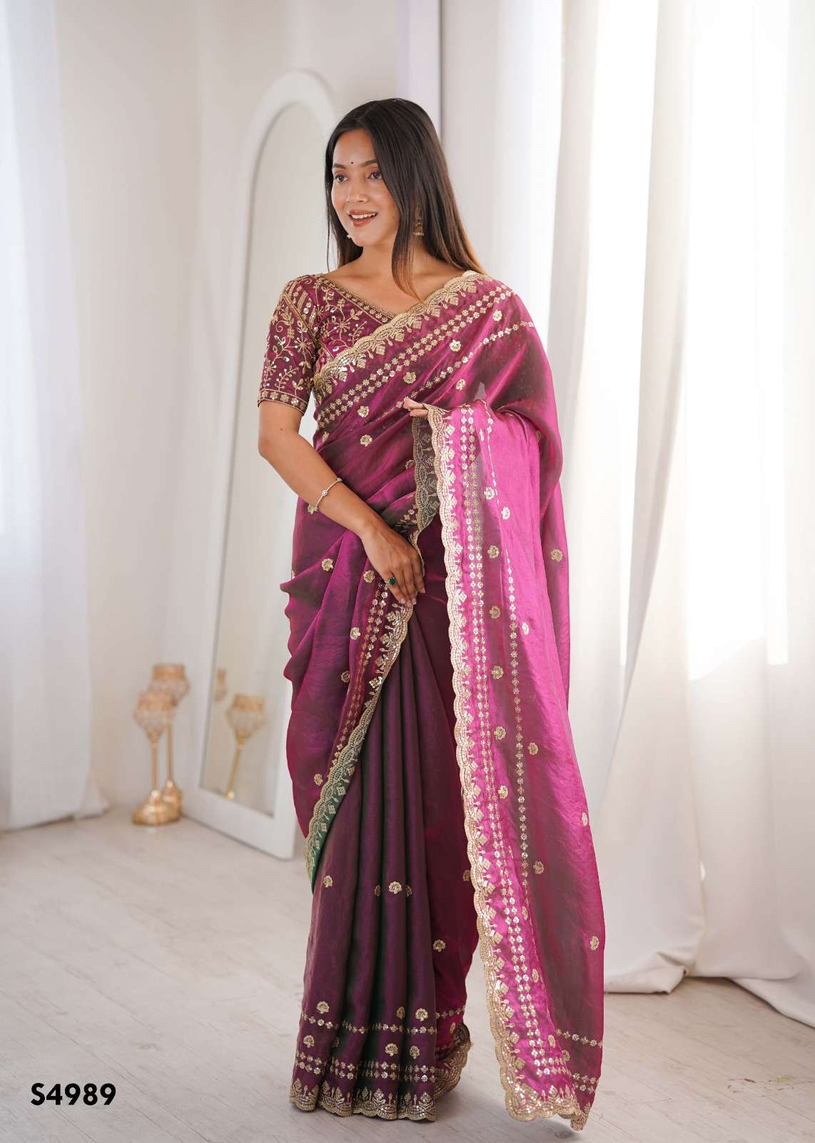 Mahotsav Ramya Fendy Satin Embroidery Premium Saree