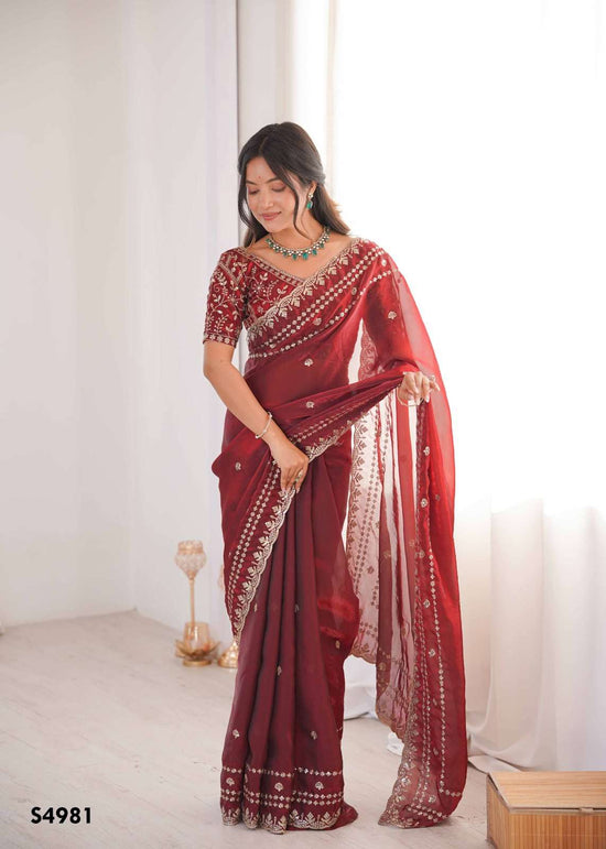 Mahotsav Ramya Fendy Satin Embroidery Premium Saree