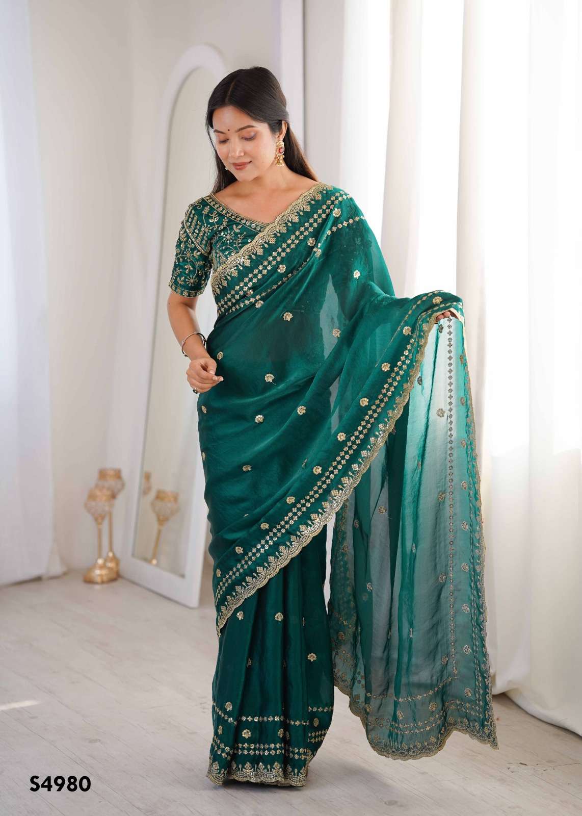 Mahotsav Ramya Fendy Satin Embroidery Premium Saree