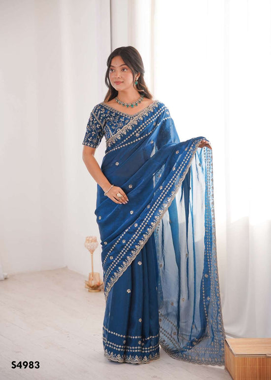 Mahotsav Ramya Fendy Satin Embroidery Premium Saree