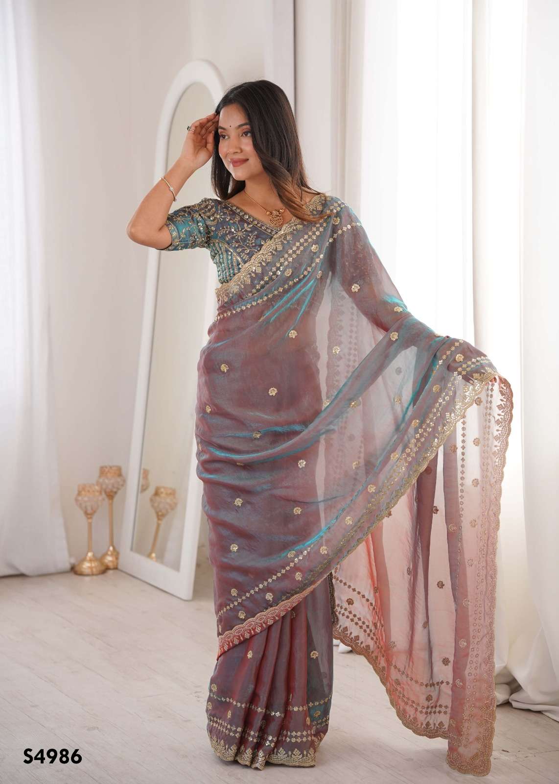 Mahotsav Ramya Fendy Satin Embroidery Premium Saree