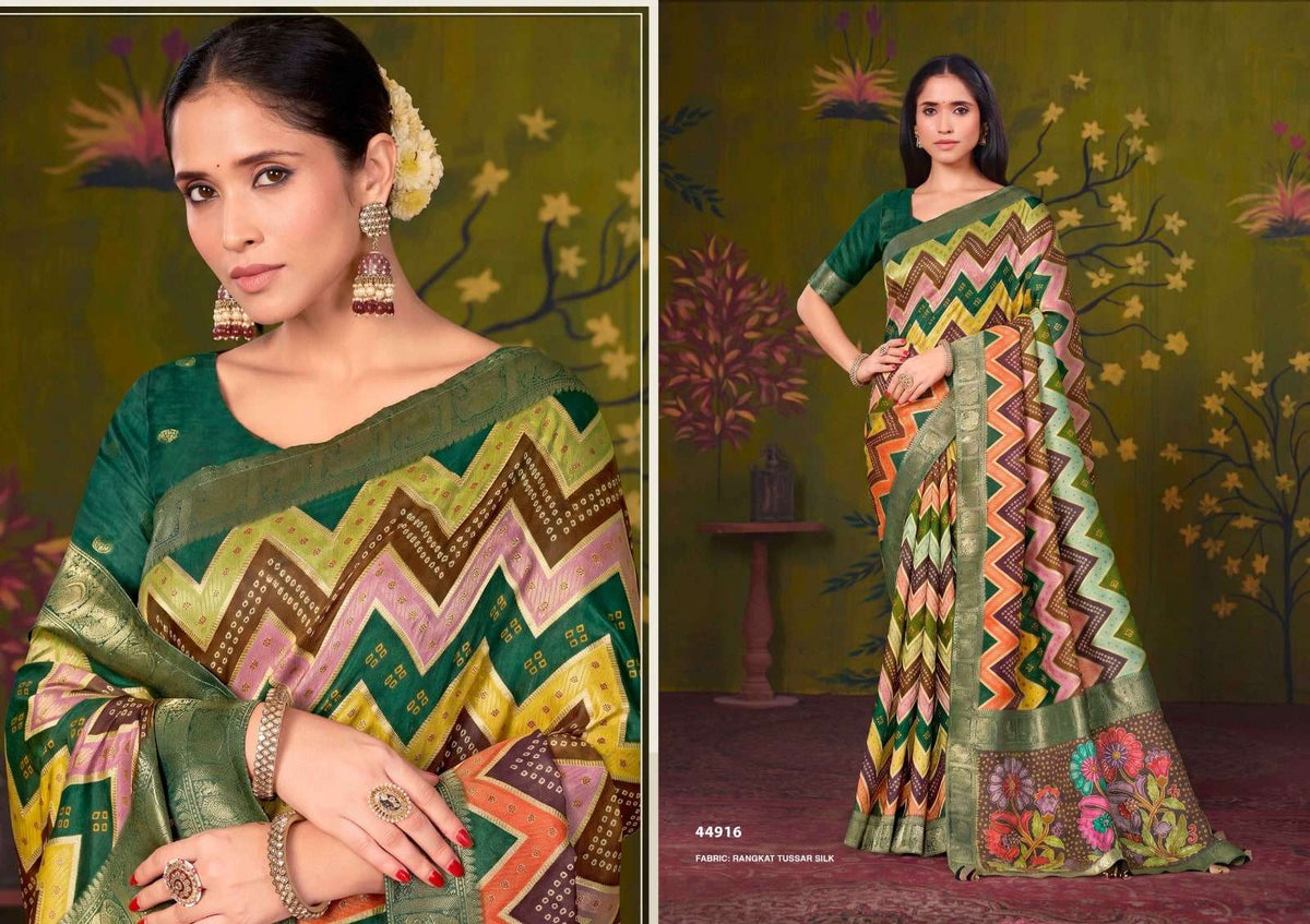Mahotsav Rooh Tussar Silk Printed Festive Wear Saree