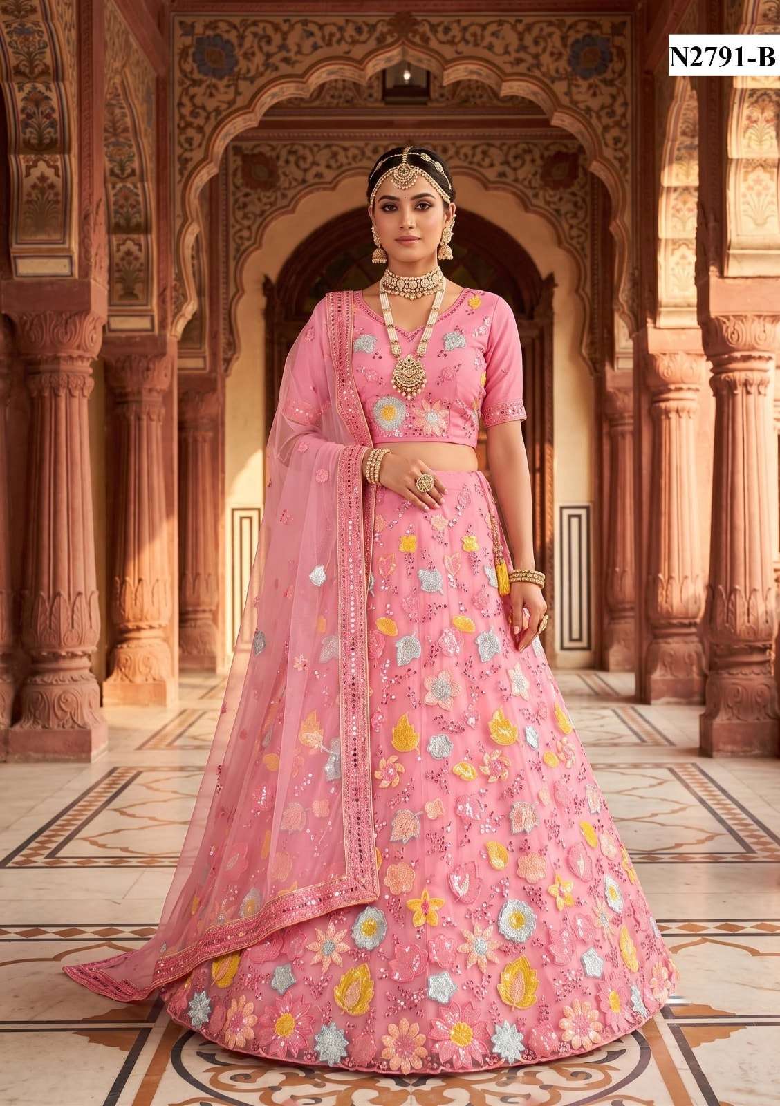 MAHOTSAV SOUBHAGYAVATI Net Embroidered Lehenga