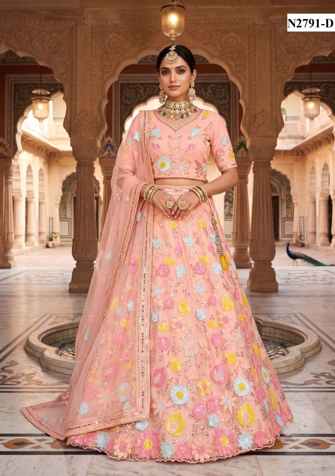 MAHOTSAV SOUBHAGYAVATI Net Embroidered Lehenga