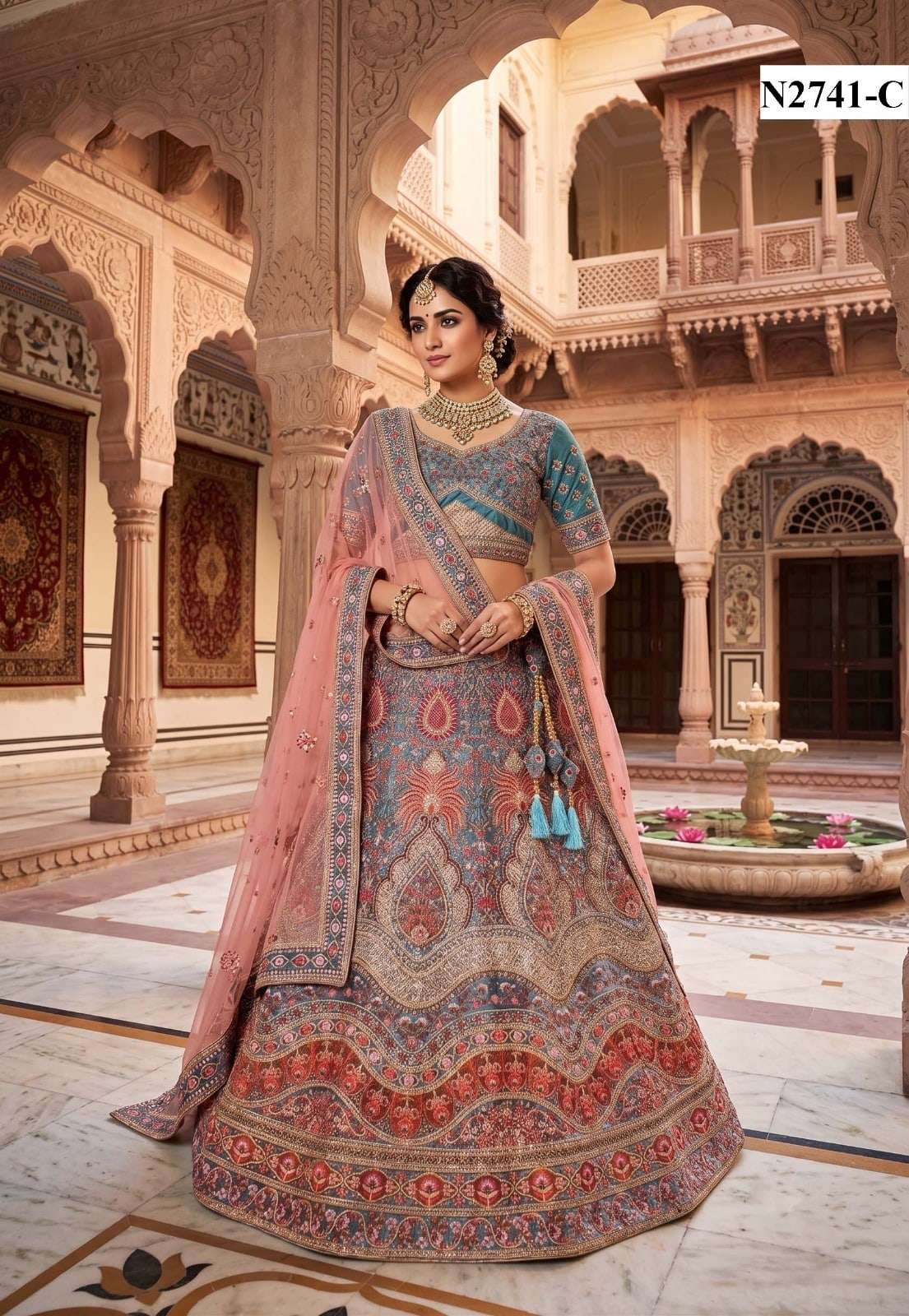 MAHOTSAV SOUBHAGYAVATI Net Embroidered Lehenga