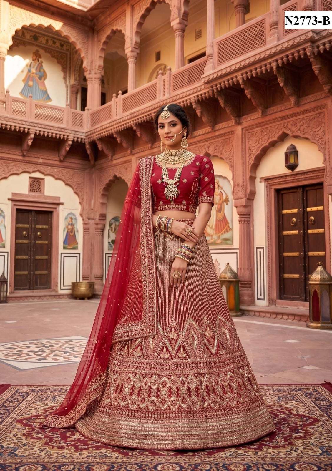 MAHOTSAV SOUBHAGYAVATI Net Embroidered Lehenga