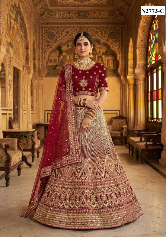 MAHOTSAV SOUBHAGYAVATI Net Embroidered Lehenga