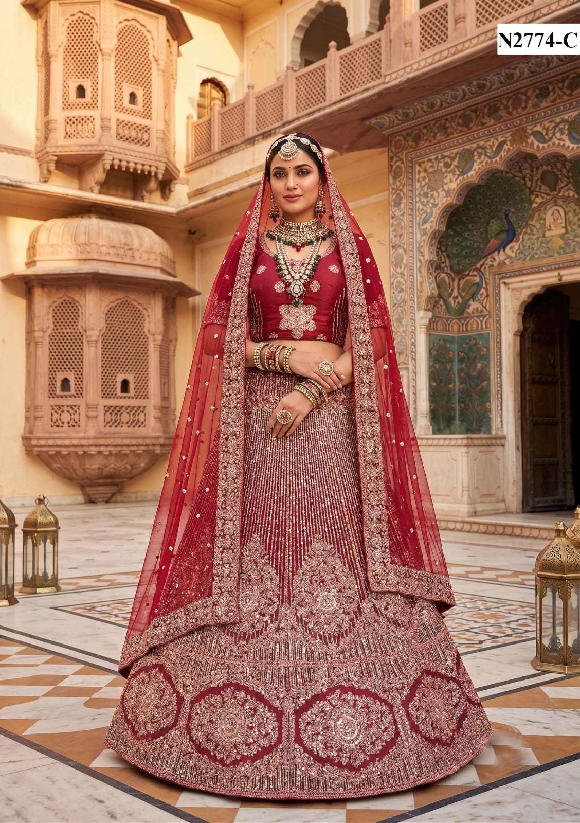MAHOTSAV SOUBHAGYAVATI Net Embroidered Lehenga