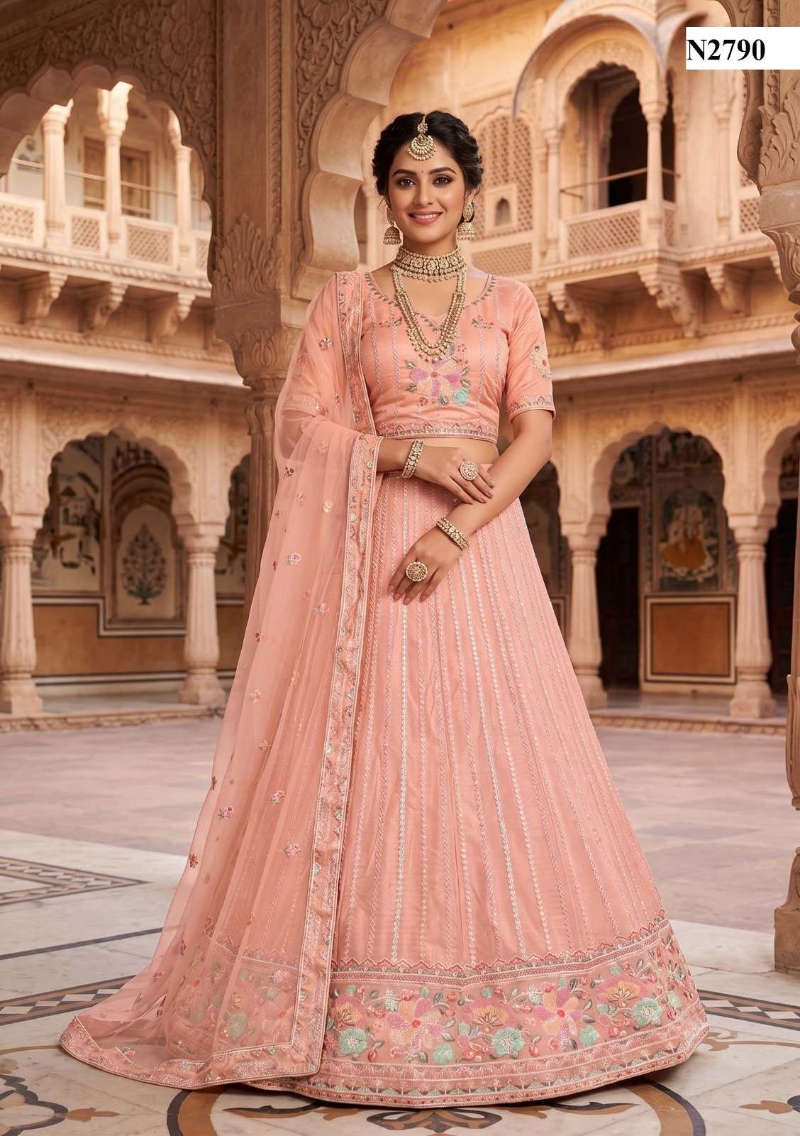 MAHOTSAV SOUBHAGYAVATI Net Embroidered Lehenga