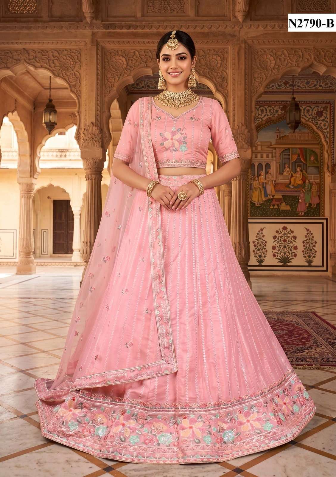 MAHOTSAV SOUBHAGYAVATI Net Embroidered Lehenga