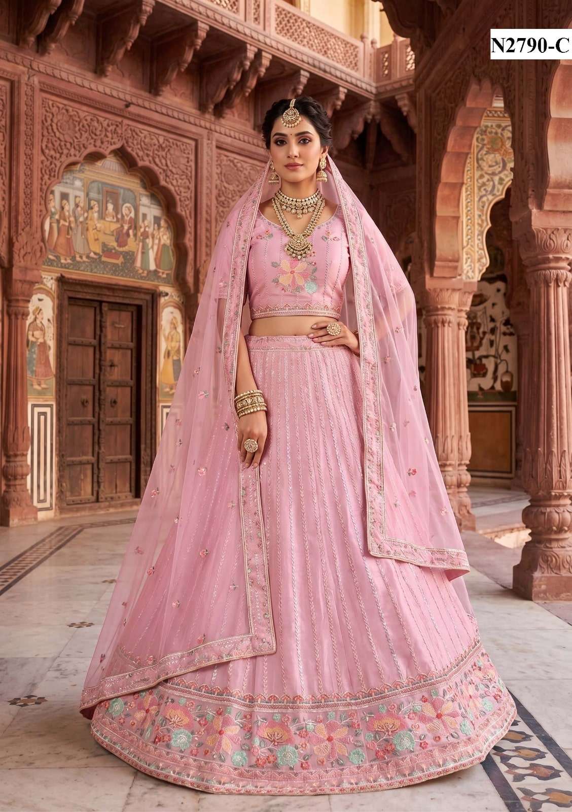 MAHOTSAV SOUBHAGYAVATI Net Embroidered Lehenga