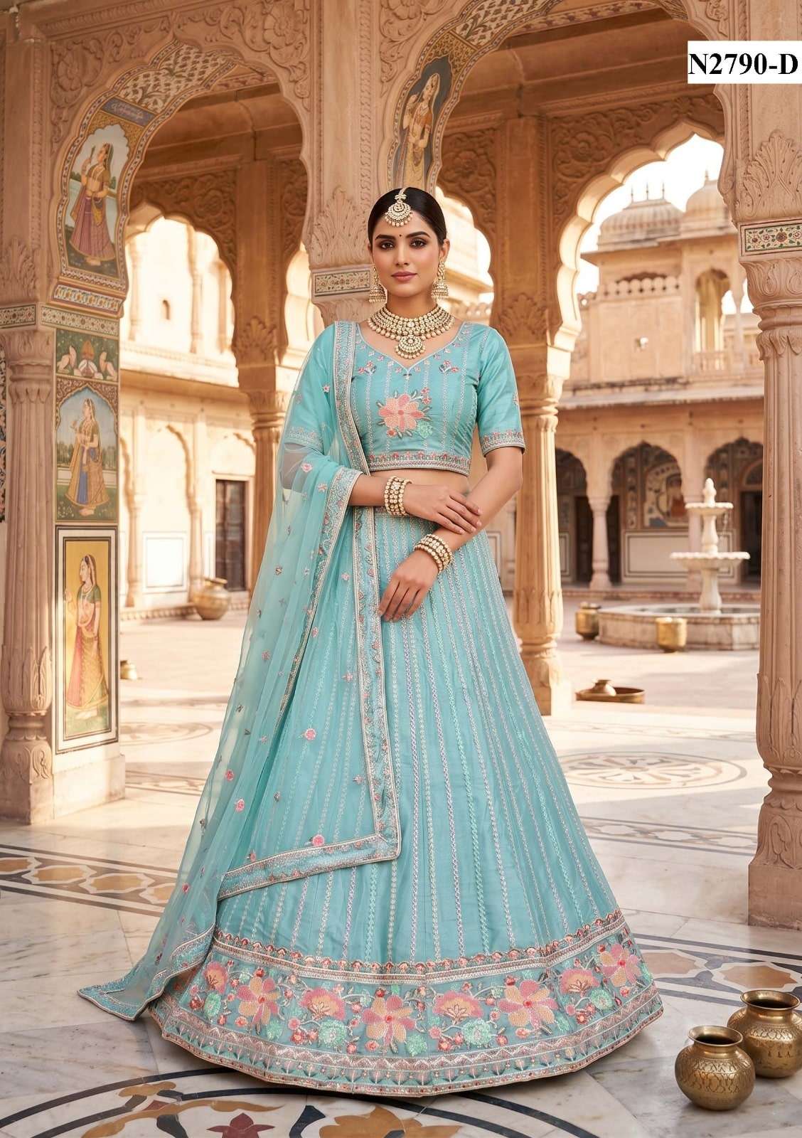 MAHOTSAV SOUBHAGYAVATI Net Embroidered Lehenga