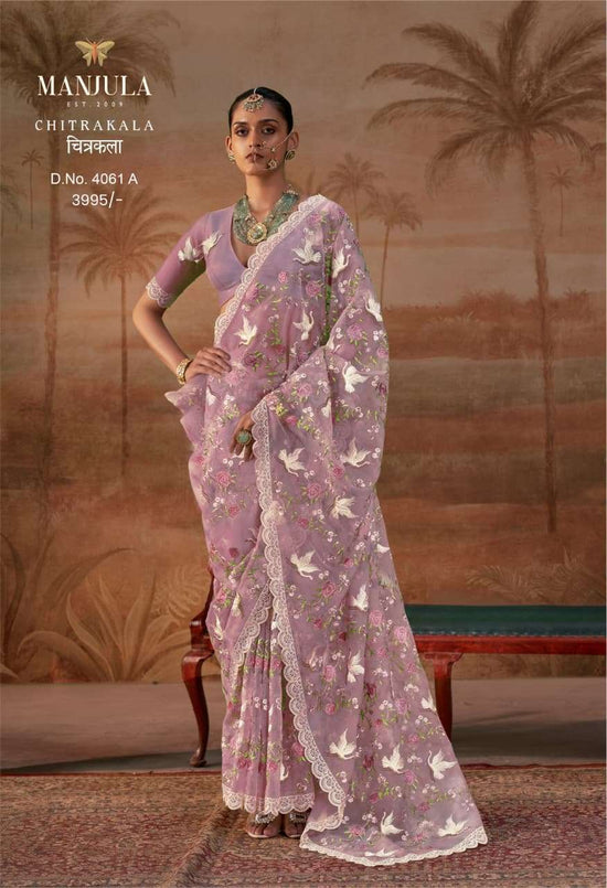 MANJULA CHITRAKALA Organza Embroidery Premium Sarees - Amrah Wholesale