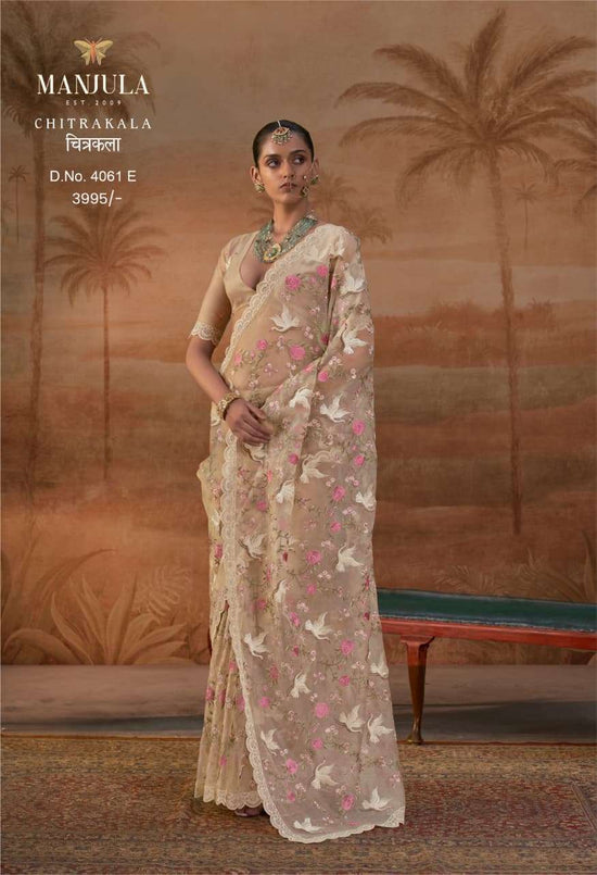 MANJULA CHITRAKALA Organza Embroidery Premium Sarees - Amrah Wholesale