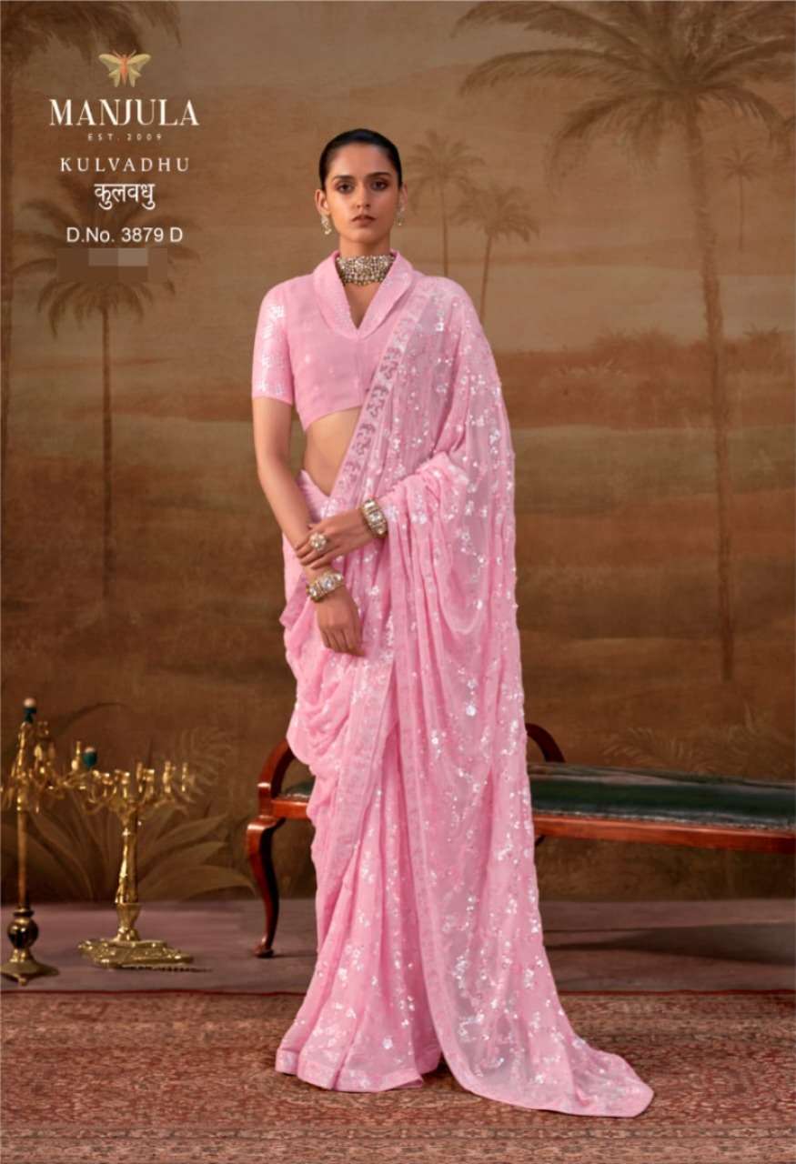 MANJULA KULVADHU 3579 A TO E Series Georgette Embroidered Sarees