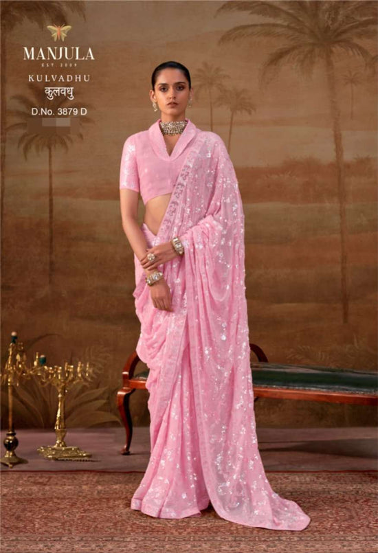 MANJULA KULVADHU 3579 A TO E Series Georgette Embroidered Sarees