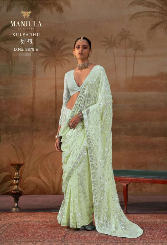 MANJULA KULVADHU 3579 A TO E Series Georgette Embroidered Sarees
