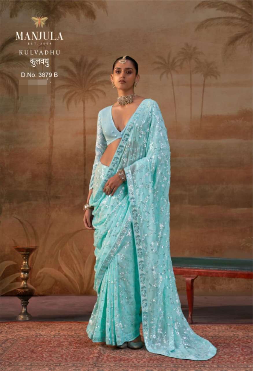 MANJULA KULVADHU 3579 A TO E Series Georgette Embroidered Sarees