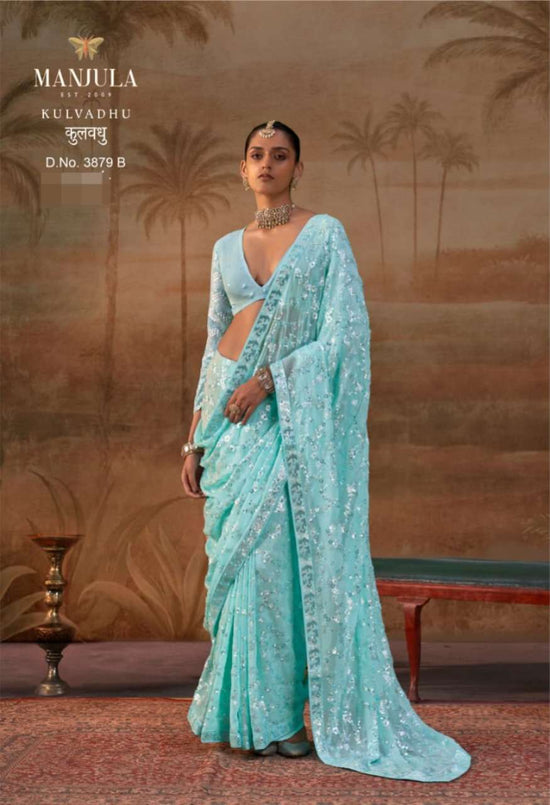 MANJULA KULVADHU 3579 A TO E Series Georgette Embroidered Sarees
