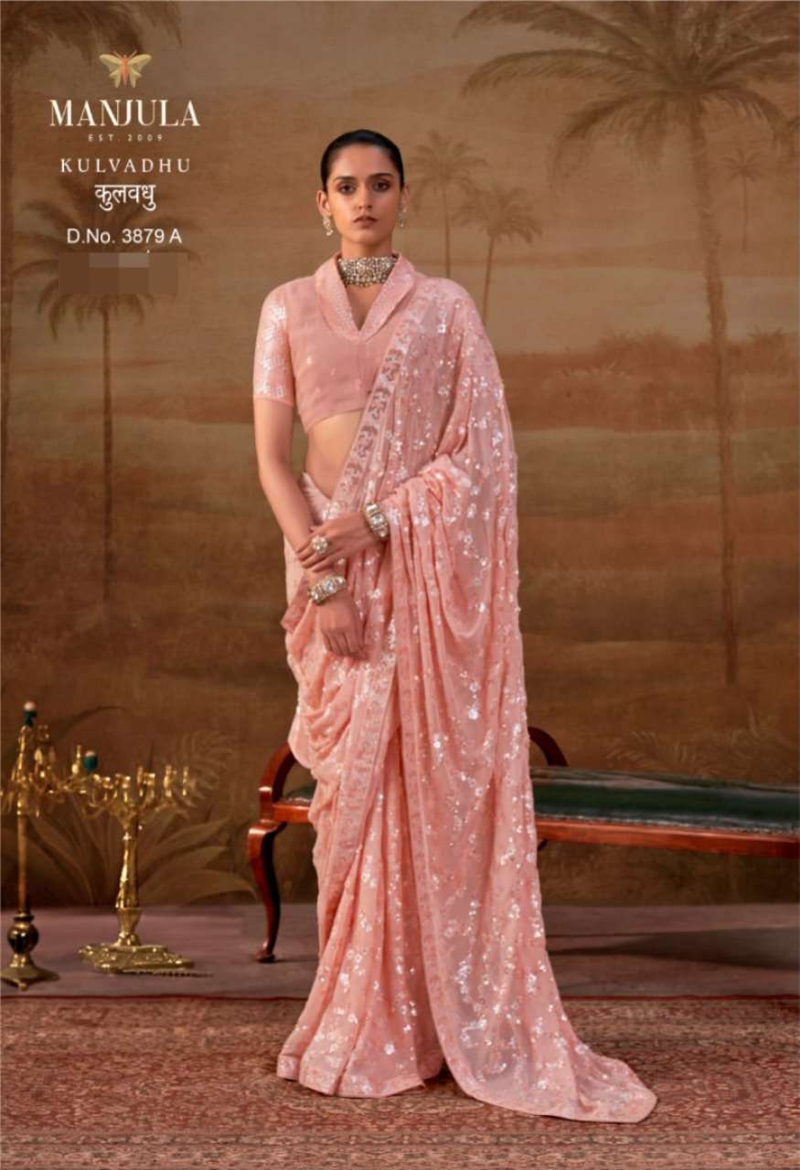MANJULA KULVADHU 3579 A TO E Series Georgette Embroidered Sarees