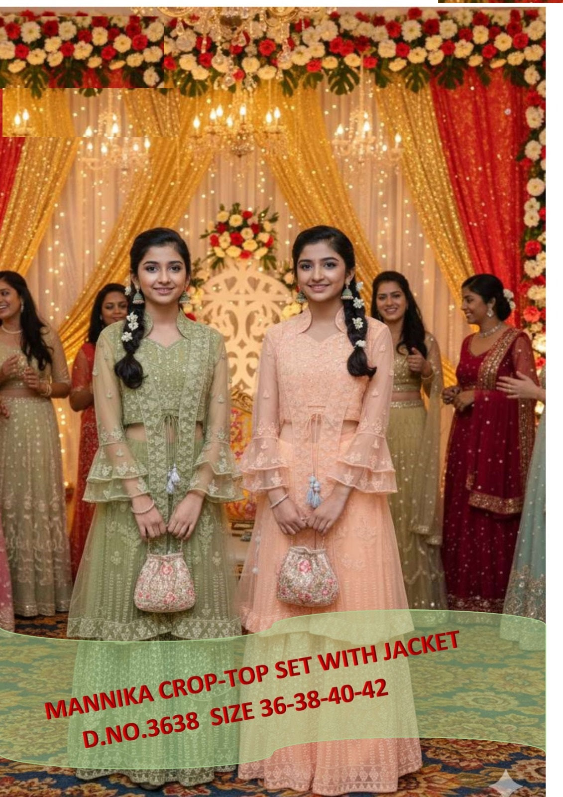 Mannika Crop Top Set With Jacket