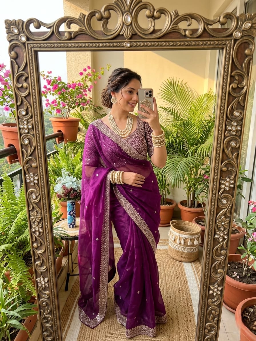 Mar 1 Tissue Saree - Amrah Wholesale