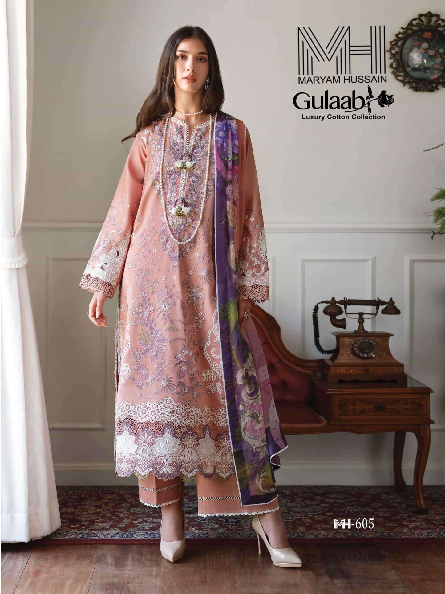 Maryam Hussain Gulaab Vol 6 Cotton Printed Dress Material