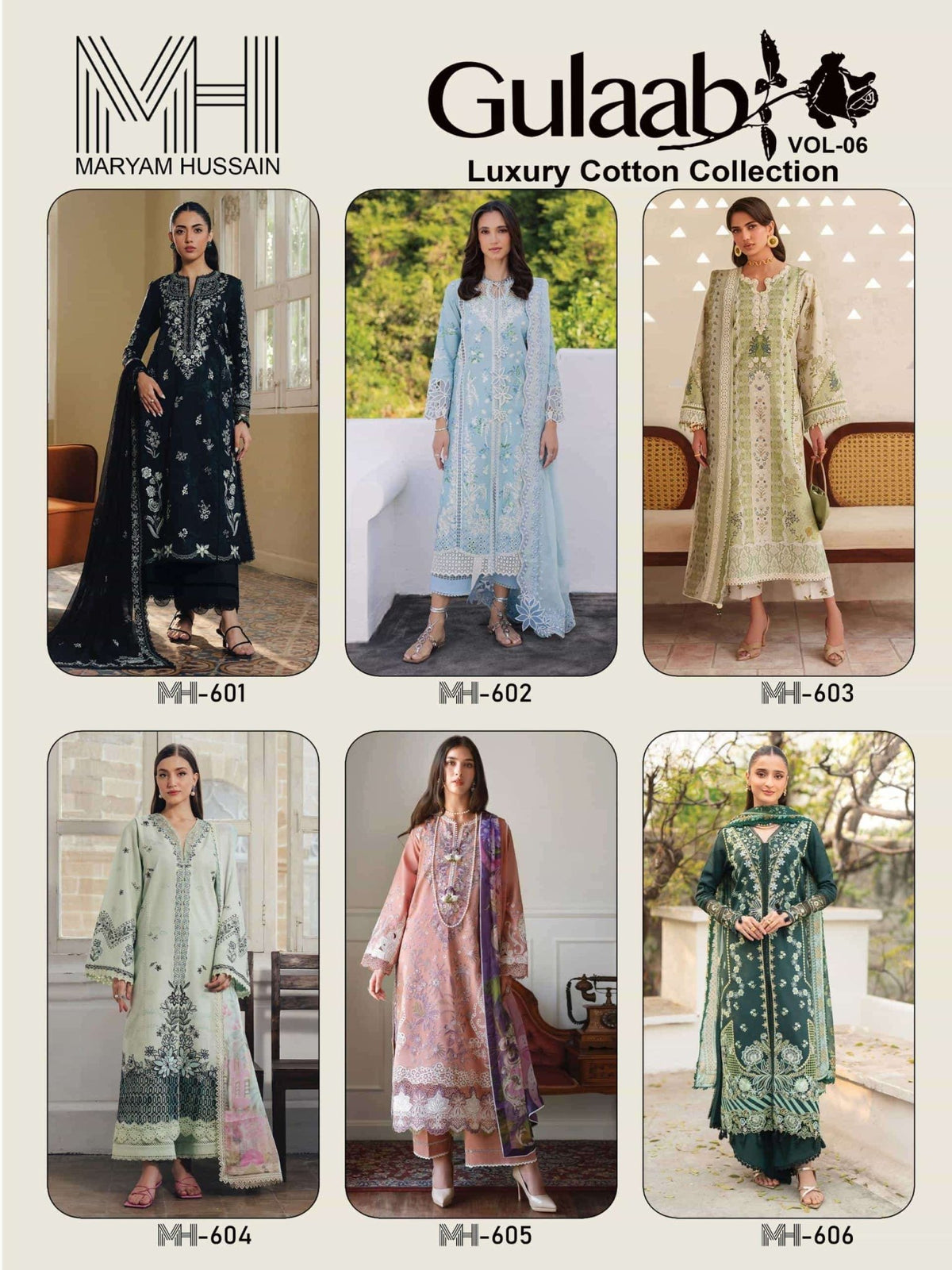 Maryam Hussain Gulaab Vol 6 Cotton Printed Dress Material - Amrah Wholesale