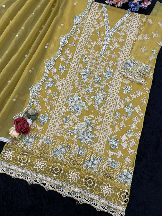 MARYAM'S -190 Heavy Organza Embroidery Semi Stitched Pakistani Suit
