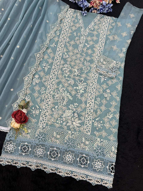 MARYAM'S -190 Heavy Organza Embroidery Semi Stitched Pakistani Suit