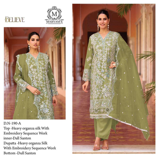 MARYAM’S -190 Heavy Organza Embroidery Pakistani Dresses