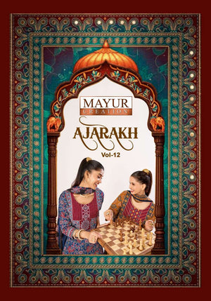 Mayur Creation Ajarakh Vol 12 Pure Cotton Printed Kurti Pant Dupatta Set