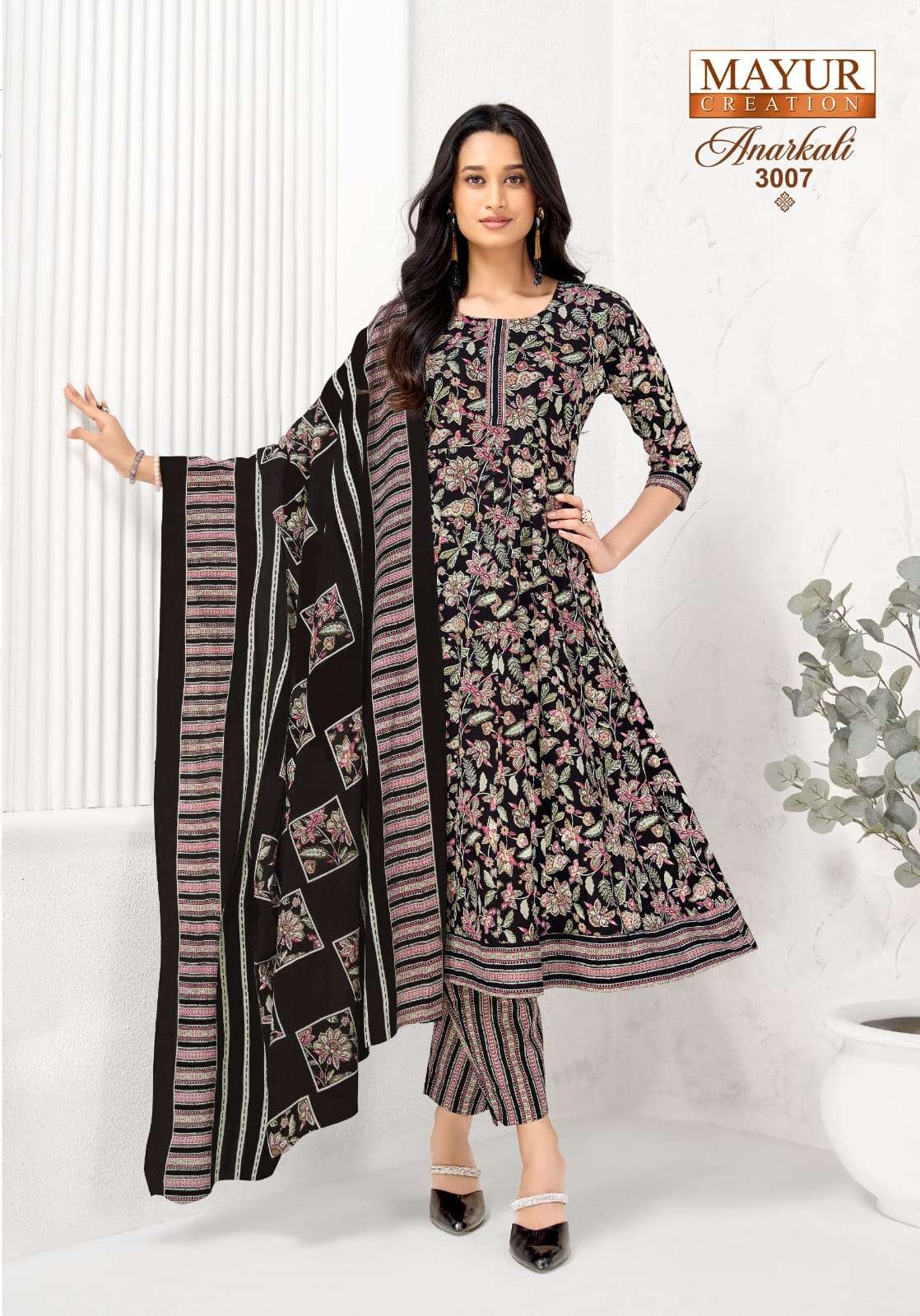 Mayur Creation Anarkali Vol 3 Cotton Kurti Pant Dupatta Set