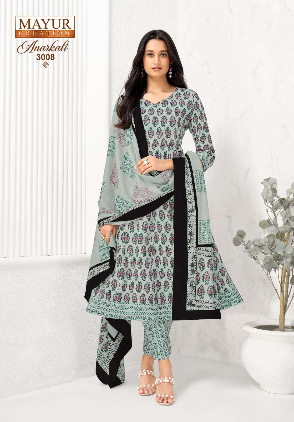 Mayur Creation Anarkali Vol 3 Cotton Kurti Pant Dupatta Set
