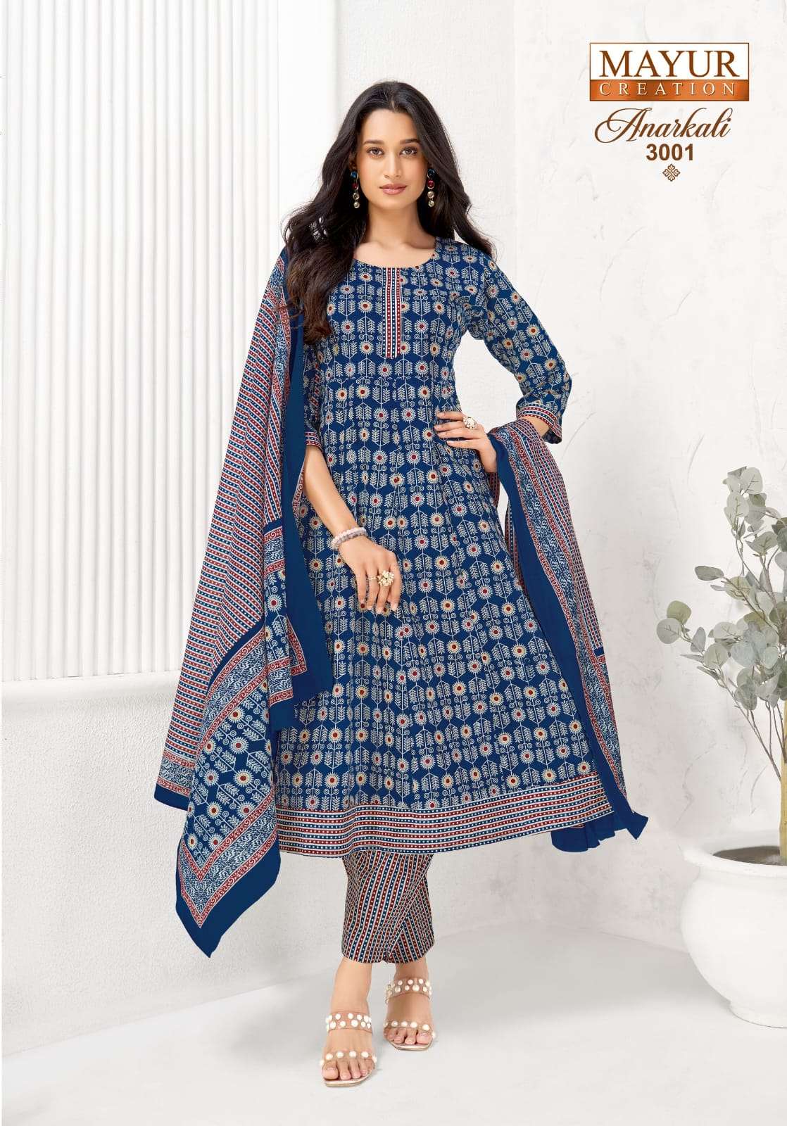 Mayur Creation Anarkali Vol 3 Cotton Kurti Pant Dupatta Set
