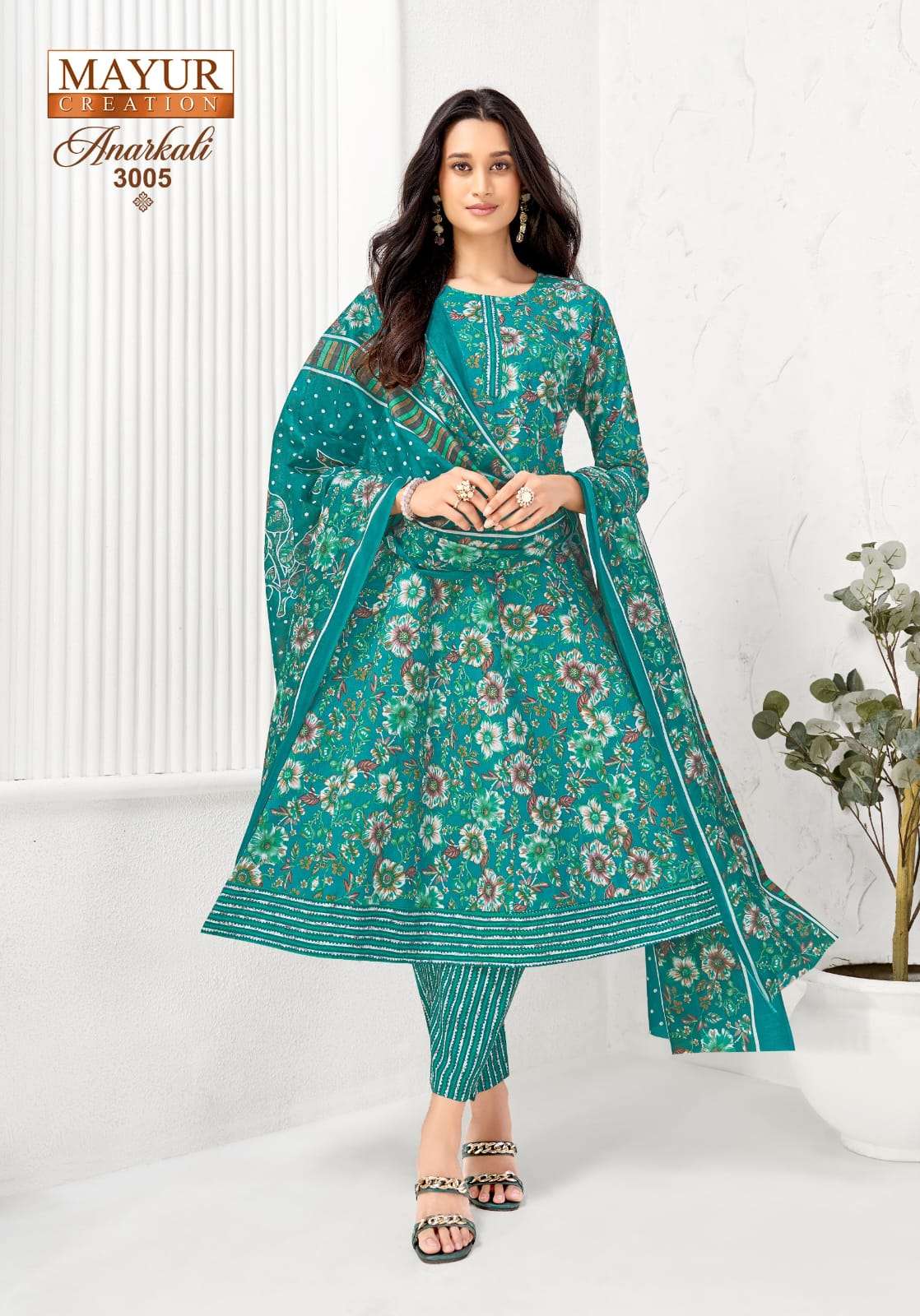 Mayur Creation Anarkali Vol 3 Cotton Kurti Pant Dupatta Set